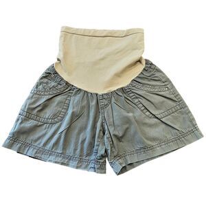 MOTHERHOOD MATERNITY Shorts Size S Olive Casual Soft Cargo Pockets Pull-On